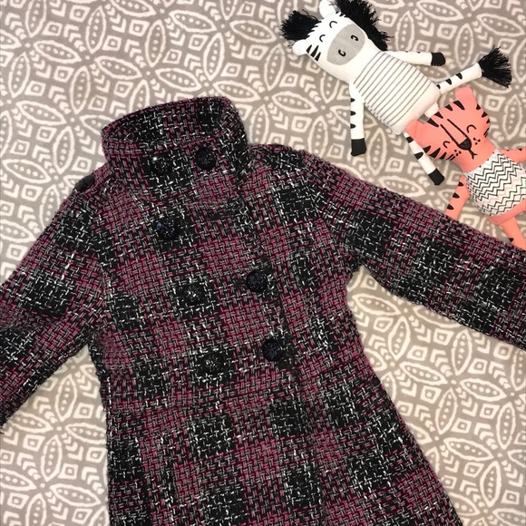 Jessica Simpson Girls Pink & Black Plaid Coat Sz 4